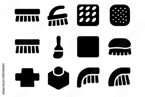 Slab contour icons bristle scrub vector icon soft strip tile cylindrical brush