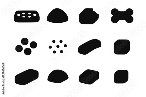 Food icon pet treat crunchy bite silhouettes morsel tile vector small slab
