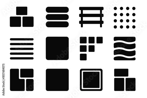 Icons slab dot strip subtle grouped storage modern tile line vector icon
