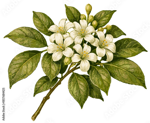 Murraya paniculata illustration art