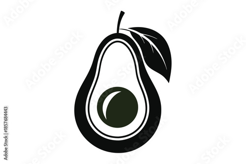 avocado silhouette line art vector illustration