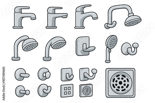 Bathroom Fixtures and Accessories Icons
