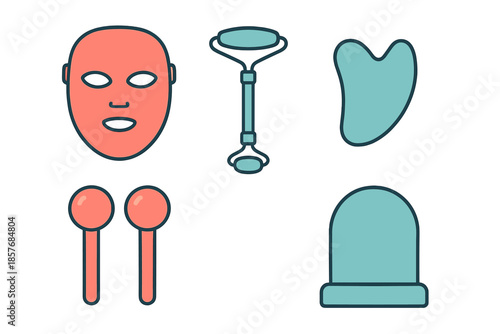 Beauty tools icons set