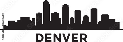 Denver city skyline silhouette black color with editable background vector illustration design