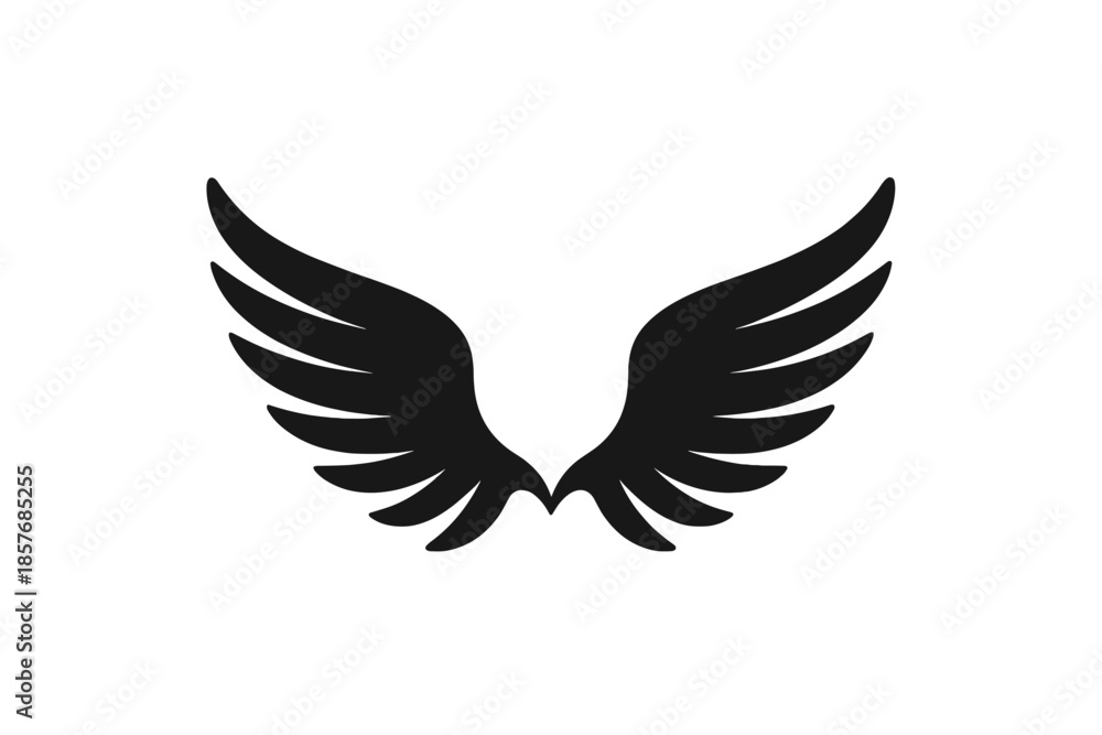 Fototapeta premium Minimalist Black Wings Silhouette on Grayscale Background