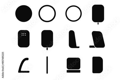 Vector magnetic shape charger tiny edge bar icon strip slab icons front