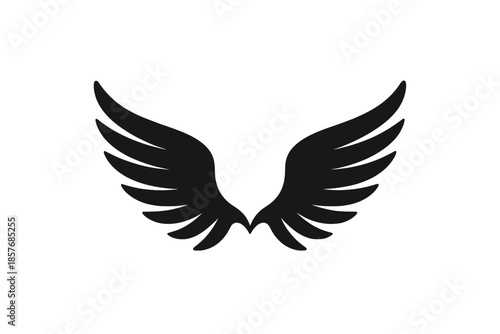 Minimalist Black Wings Silhouette on Grayscale Background