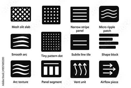 Airflow icon tile vector panel slit line ventilation stripe narrow set smooth