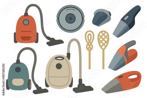 Collection of cleaning tools and appliances