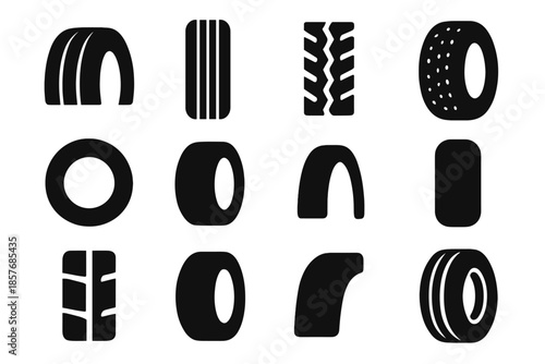 Block set icon shape segment vector rim bar smooth tire panel