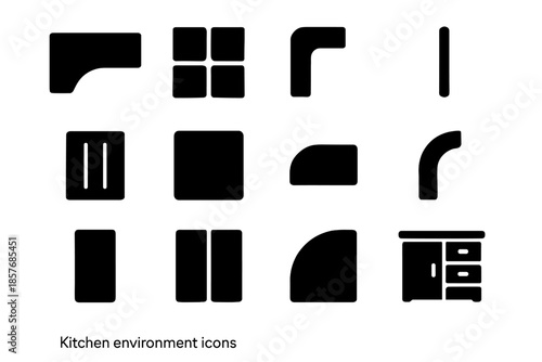 Segment kitchen block vector panel tiny micro tile shape bar icon set