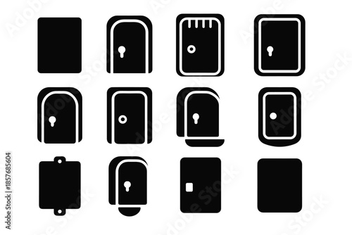 Vector door key stabilizer mounted plate piece slab lock wall mount icon