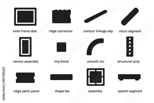 Vector arc shape components structural slab micro frame sink segment under panel