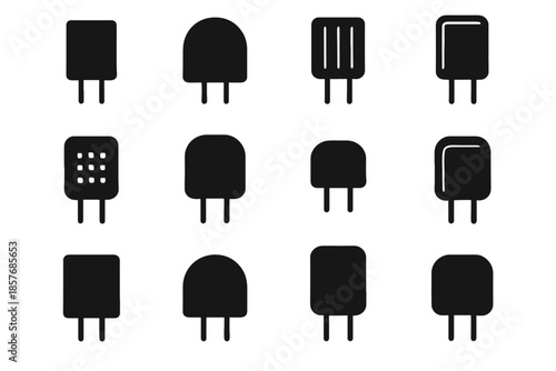 Set barrel arc plate charger contour tile vector outline vent icon curve