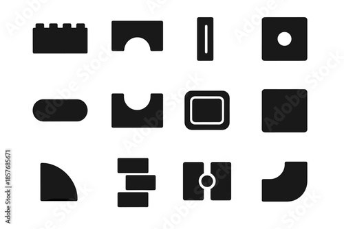 Curve smooth arc vector contour ridge modern stacking tile connector icon outline