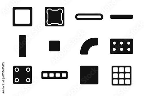 Tile segment icons storage bar assembly piece drawer slab icon narrow vector