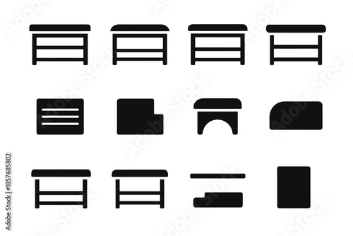Tile rack vector rectangular icons plate piece curve bench icon shoe shape