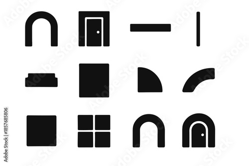 Icon set ridge panel vector patch smooth entry entryway curve tile slab