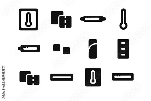 Kitchen inner contour icons frame connector thermometer ridge slab vector piece tiny