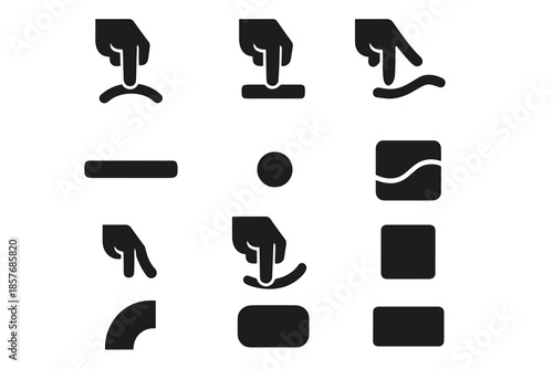 Motion gesture sweep subtle action patch arc icon grid vector dot slab