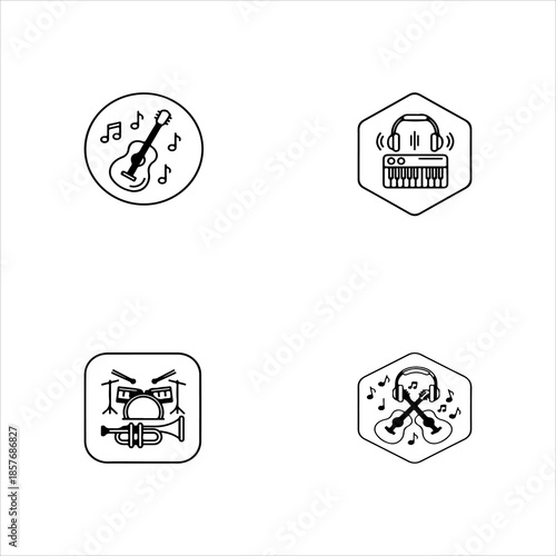 A Professional Melodic Music Instrument Icon Symbol Showcasing Acoustic Entertainment and Digital Orchestra Audio Sound Art in a Flat Design Minimalist Vector for Studio Education Success Performance.