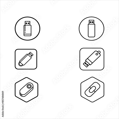 A Professional Computing Pen Drive Icon Symbol, Showcasing Data Storage and Digital Memory Flash Hardware Stick in a Flat Design Minimalist Vector for Technology Backup Success Information Portable.