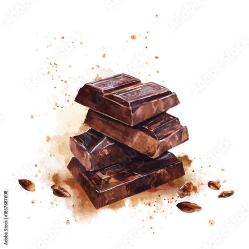 Chocolate, watercolor clipart vector, isolated on a white background.