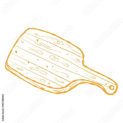 Cutting board paddle, wooden kitchen board. Paddle cutting board, serving and prep board. Wooden board illustration, kitchen tool vector