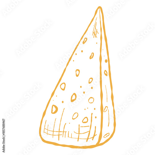 Cheese wedge, triangle slice illustration. Gourmet cheese wedge, vector. Cheese slice icon, appetiser graphic