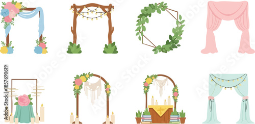 Wedding Arch and Floral Frame Decoration Set