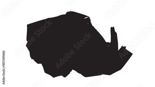 Botswana Map Silhouette in Simple Dark Style on White Background for Geographic Illustration
