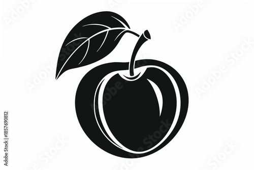 apricot silhouette line art vector illustration