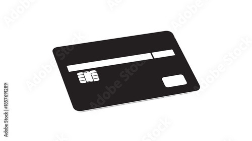 Black credit card with blank space in minimalist design and soft lighting on isolated white background for banking