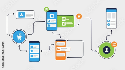 App Development Flowchart Illustrating User Experience and Design.