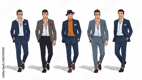 Stylish Men in Suits - A Fashionable Ensemble of Modern Elegance.
