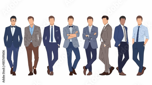 Diverse Men in Stylish Suits - A Fashionable Group Portrait.