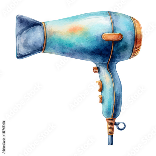 watercolor vector of Hair Dryer, isolated on a white background.
