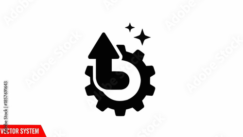 Gear Optimization Icon with Arrow and Sparkles.