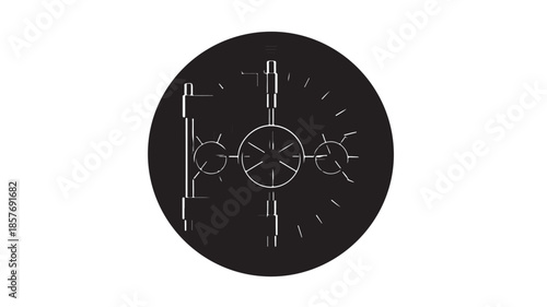 Minimalist Clock Face with Simple Hands in White on Black Background in Modern Design for Timekeeping