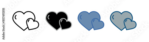 
heart icon set multiple style collection with two heart design