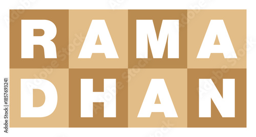 Ramadhan greetings text in block letters, celebrating the holy month of Ramadhan