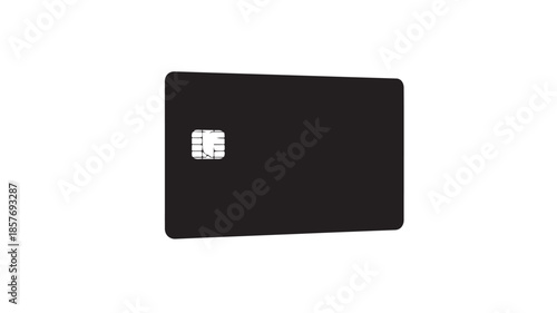 Black credit card with chip in minimalist design and soft studio lighting on plain white background for banking