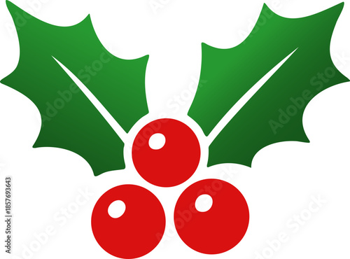 Christmas holly berries with leaves vector icon illustration for decoration and greeting card