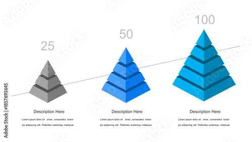Progressive 3D Pyramid Infographic with Growth Stages