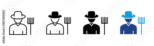 Farmer icon set multiple style collection