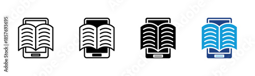 E-Book icon set multiple style collection