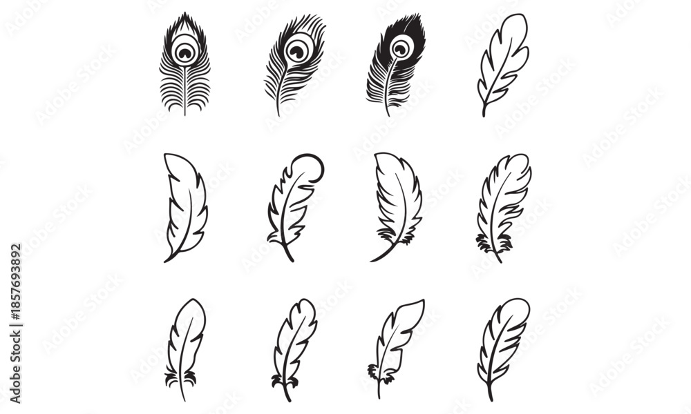 Fototapeta premium Feathers vector icon design bundle