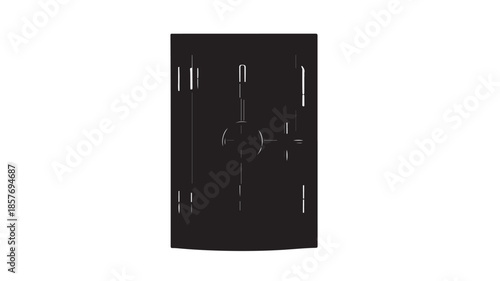 Black Safe with Combination Lock in Dark Moody Lighting on Isolated White Background for Security Advertising