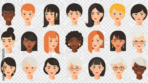 Diverse Women Faces - A Collection of Flat Vector Portraits.
