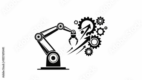 Robotic Arm and Gears - Automation and Technological Advancement Illustration.